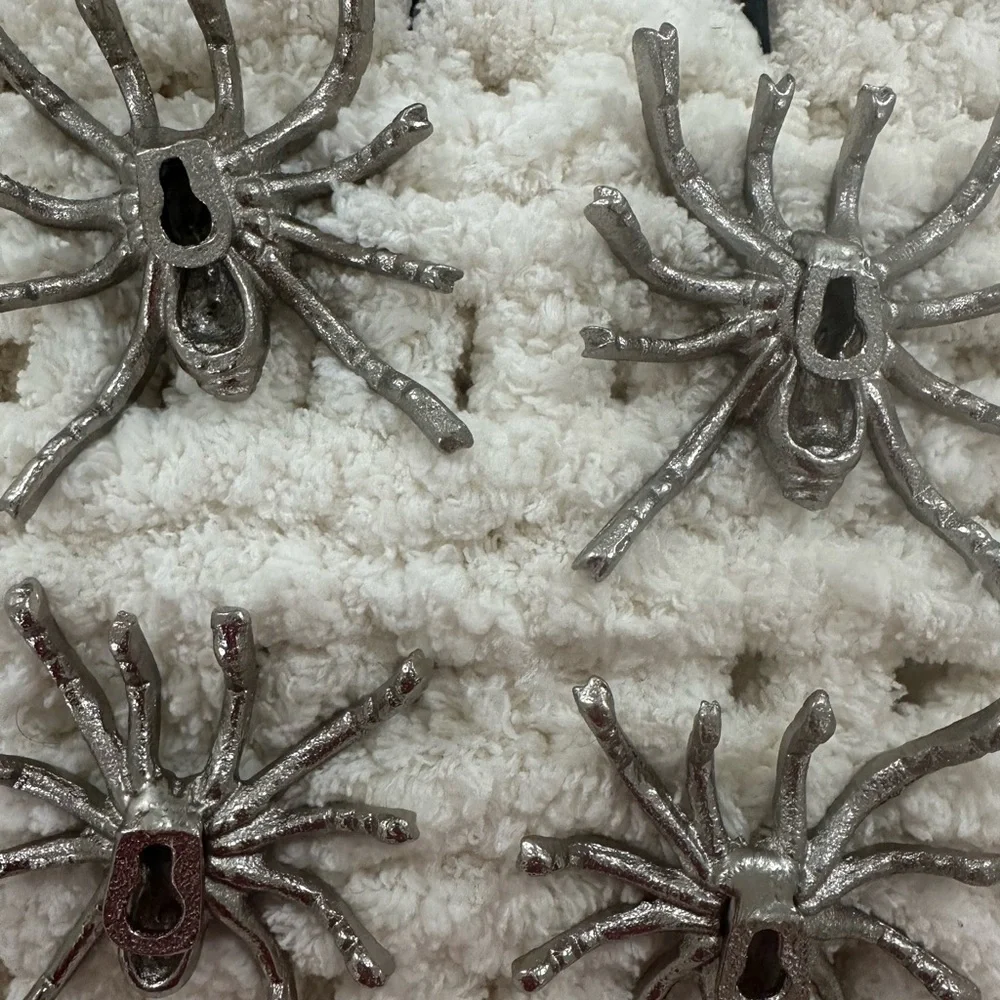 |Pottery Barn| 6 Black and Silver Halloween Spiders